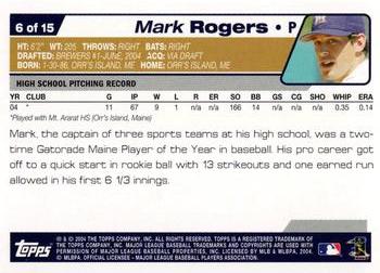 2004 Topps - Draft Picks #6 Mark Rogers Back