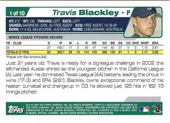 2004 Topps - First Year Players #1 Travis Blackley Back