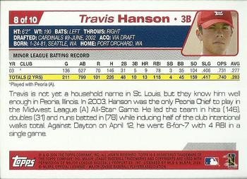 2004 Topps - First Year Players #8 Travis Hanson Back