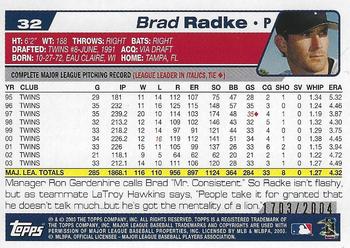 2004 Topps - Gold #32 Brad Radke Back