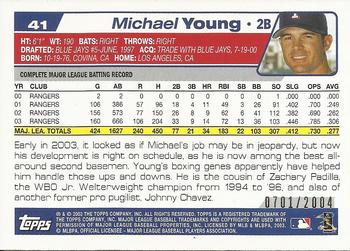 2004 Topps - Gold #41 Michael Young Back