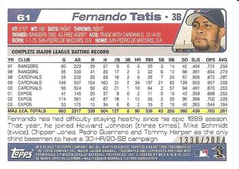 2004 Topps - Gold #61 Fernando Tatis Back