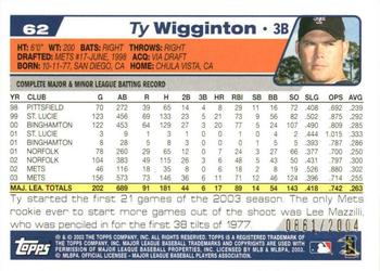 2004 Topps - Gold #62 Ty Wigginton Back