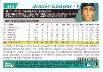 2004 Topps - Gold #111 Braden Looper Back