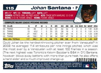 2004 Topps - Gold #115 Johan Santana Back