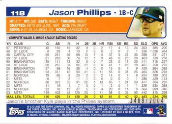 2004 Topps - Gold #118 Jason Phillips Back