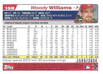 2004 Topps - Gold #158 Woody Williams Back