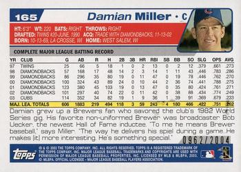 2004 Topps - Gold #165 Damian Miller Back