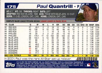 2004 Topps - Gold #175 Paul Quantrill Back