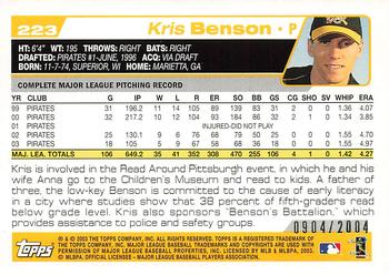 2004 Topps - Gold #223 Kris Benson Back