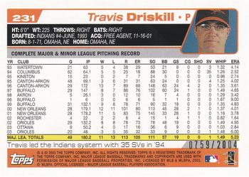 2004 Topps - Gold #231 Travis Driskill Back