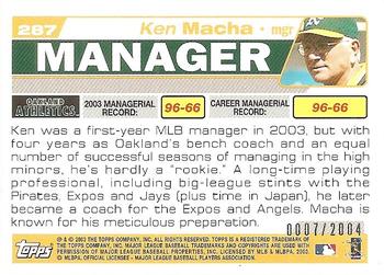 2004 Topps - Gold #287 Ken Macha Back