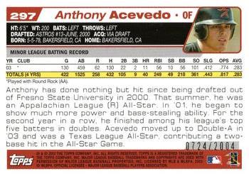 2004 Topps - Gold #297 Anthony Acevedo Back