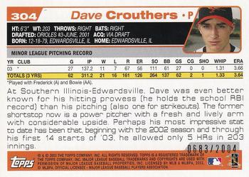 2004 Topps - Gold #304 Dave Crouthers Back