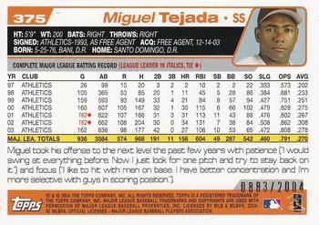 2004 Topps - Gold #375 Miguel Tejada Back