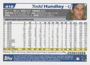 2004 Topps - Gold #415 Todd Hundley Back
