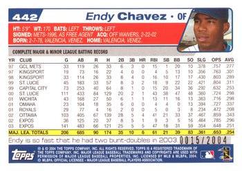 2004 Topps - Gold #442 Endy Chavez Back