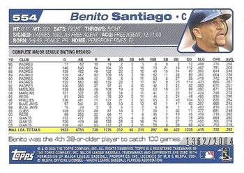 2004 Topps - Gold #554 Benito Santiago Back