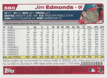 2004 Topps - Gold #560 Jim Edmonds Back