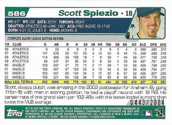 2004 Topps - Gold #586 Scott Spiezio Back