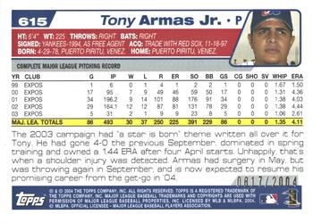 2004 Topps - Gold #615 Tony Armas Jr. Back