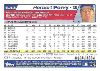 2004 Topps - Gold #633 Herbert Perry Back