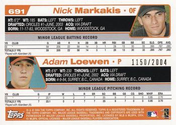 2004 Topps - Gold #691 Nick Markakis / Adam Loewen Back