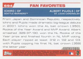 2004 Topps - Gold #694 Fan Favorites (Ichiro / Albert Pujols) Back