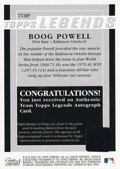2004 Topps - Team Topps Legends Autographs #TT-BP Boog Powell Back