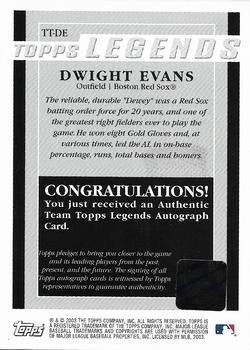 2004 Topps - Team Topps Legends Autographs #TT-DE Dwight Evans Back