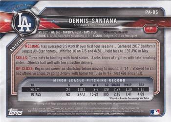 2018 Bowman - Prospect Autographs #PA-DS Dennis Santana Back