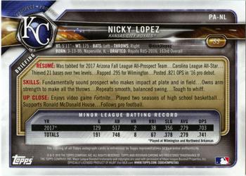 2018 Bowman - Prospect Autographs #PA-NL Nicky Lopez Back