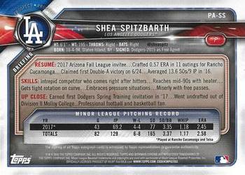 2018 Bowman - Prospect Autographs #PA-SS Shea Spitzbarth Back