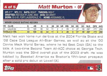 2004 Topps - Boston Red Sox #4 Matt Murton Back