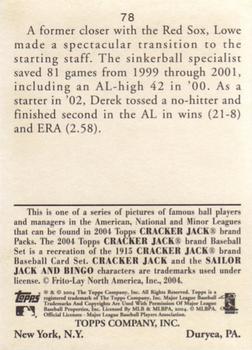2004 Topps Cracker Jack #78 Derek Lowe Back