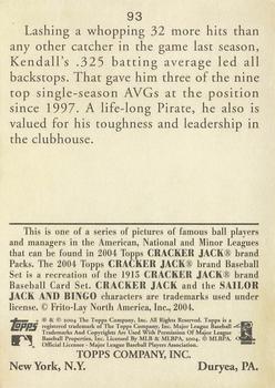 2004 Topps Cracker Jack #93 Jason Kendall Back