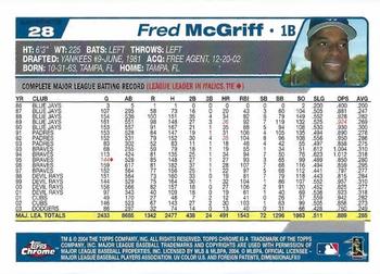 2004 Topps Chrome - Black Refractors #28 Fred McGriff Back