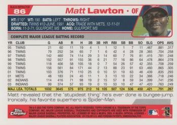 2004 Topps Chrome - Black Refractors #86 Matt Lawton Back