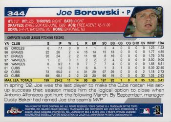 2004 Topps Chrome - Black Refractors #344 Joe Borowski Back