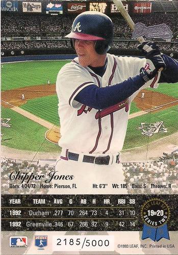 1993 Leaf - Gold Leaf Rookies Jumbo #19 Chipper Jones Back