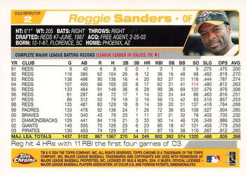 2004 Topps Chrome - Gold Refractors #2 Reggie Sanders Back