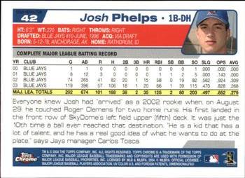 2004 Topps Chrome - Gold Refractors #42 Josh Phelps Back