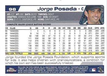 2004 Topps Chrome - Gold Refractors #98 Jorge Posada Back