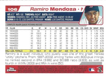 2004 Topps Chrome - Gold Refractors #106 Ramiro Mendoza Back
