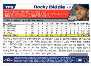 2004 Topps Chrome - Gold Refractors #178 Rocky Biddle Back
