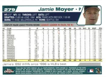 2004 Topps Chrome - Gold Refractors #279 Jamie Moyer Back