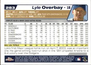 2004 Topps Chrome - Gold Refractors #283 Lyle Overbay Back