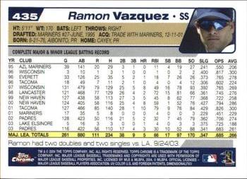 2004 Topps Chrome - Gold Refractors #435 Ramon Vazquez Back