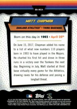 2018 Bowman - Chrome Bowman Birthdays Orange #BB-MCH Matt Chapman Back