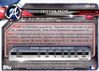 2018 Bowman - Chrome Prospect Autographs #CPA-CP Cristian Pache Back